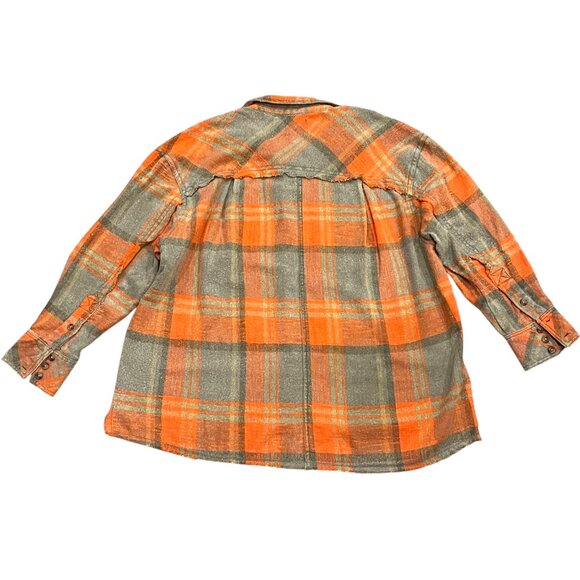 Urban Outfitters BDG Andy Distressed Flannel Shirt, NWT, Orange,  S - Picture 5 of 12
